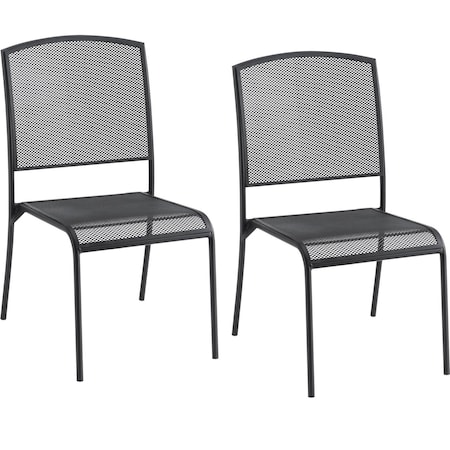 Global Industrial Interion Outdoor Cafe Armless Stacking Chair, Steel Mesh, Black, 2PK 262085BK